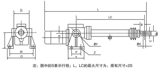 DT型電動推桿外形圖及主要參數